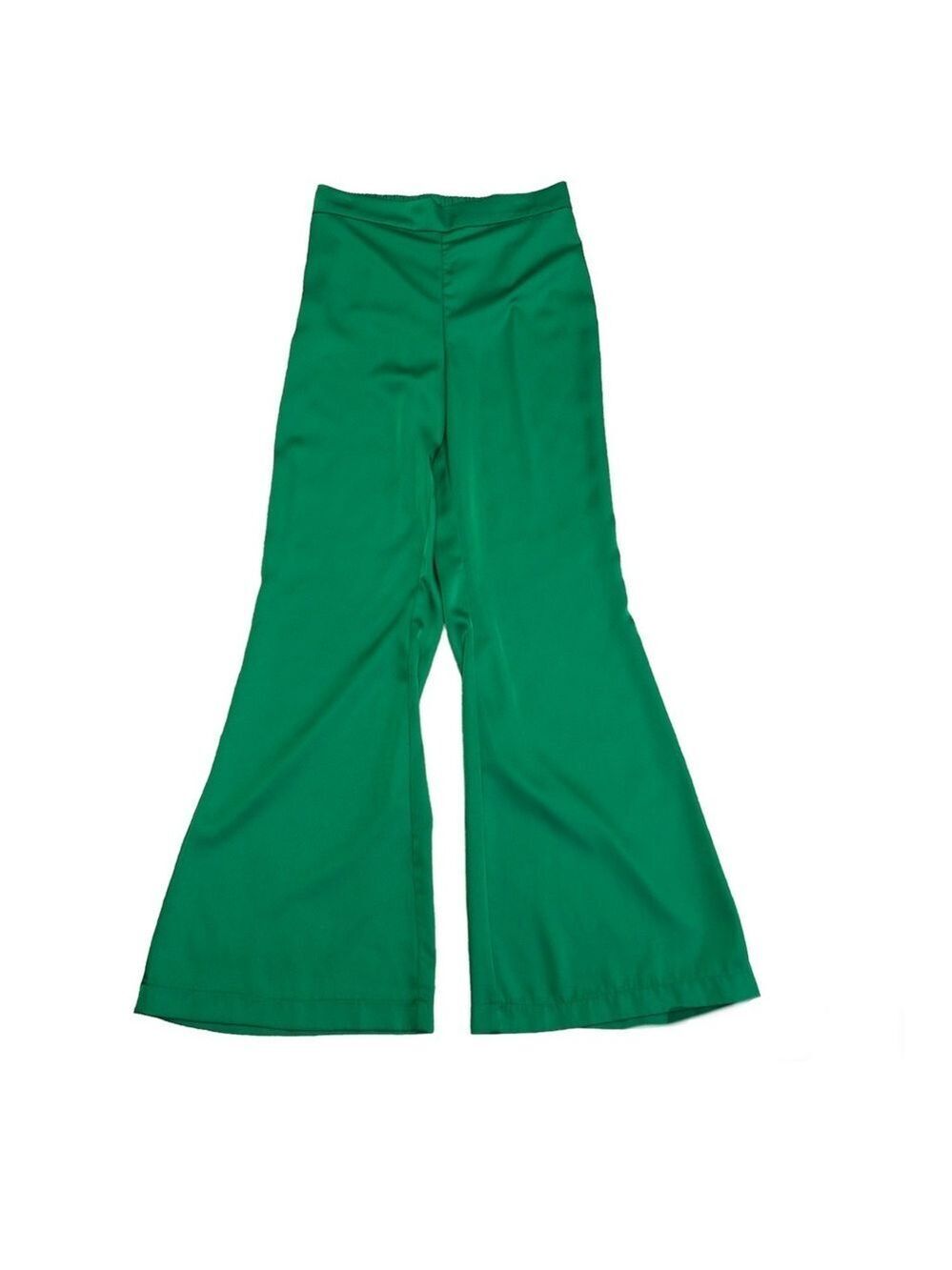 Rachel Zoe green satin effect flowy high waisted pull on trouser dress pants S
